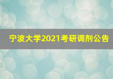 宁波大学2021考研调剂公告