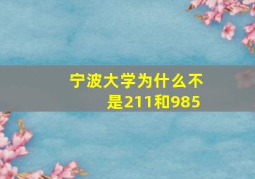 宁波大学为什么不是211和985