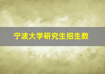 宁波大学研究生招生数