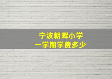 宁波朝晖小学一学期学费多少