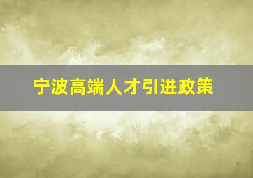 宁波高端人才引进政策