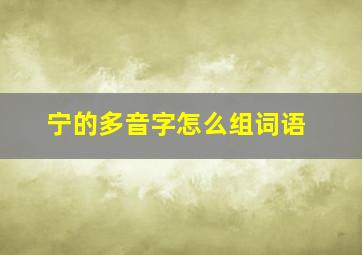 宁的多音字怎么组词语