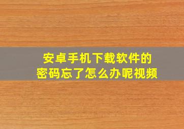 安卓手机下载软件的密码忘了怎么办呢视频