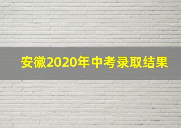 安徽2020年中考录取结果