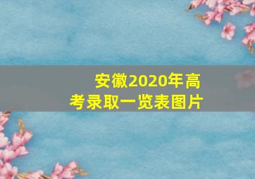 安徽2020年高考录取一览表图片