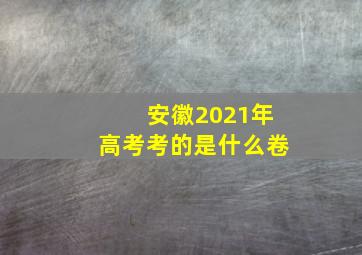 安徽2021年高考考的是什么卷