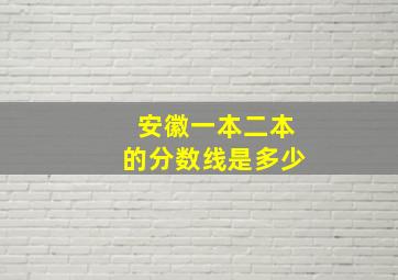 安徽一本二本的分数线是多少