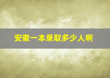 安徽一本录取多少人啊