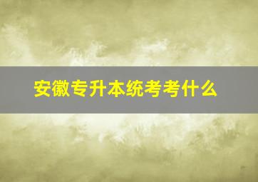 安徽专升本统考考什么