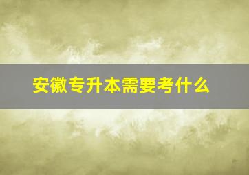 安徽专升本需要考什么