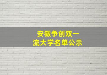 安徽争创双一流大学名单公示