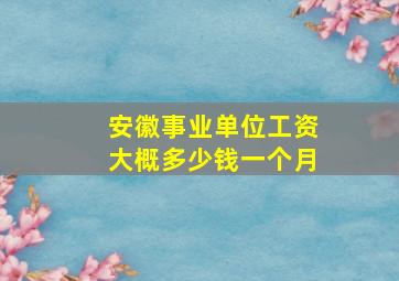 安徽事业单位工资大概多少钱一个月