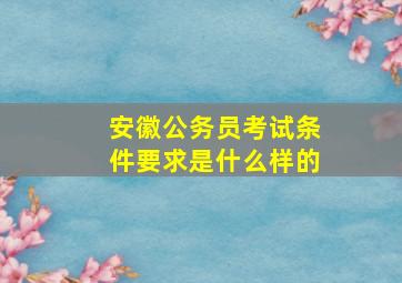 安徽公务员考试条件要求是什么样的