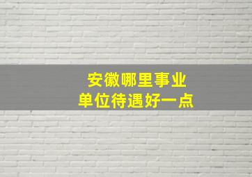 安徽哪里事业单位待遇好一点