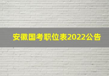 安徽国考职位表2022公告