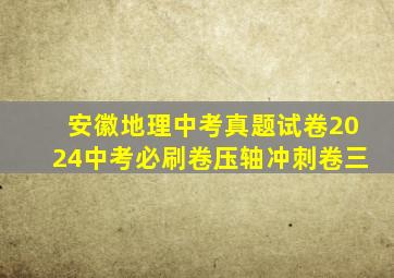 安徽地理中考真题试卷2024中考必刷卷压轴冲刺卷三