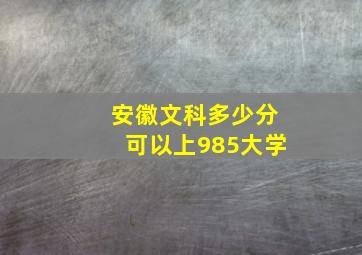 安徽文科多少分可以上985大学