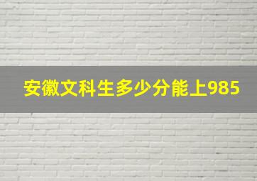 安徽文科生多少分能上985