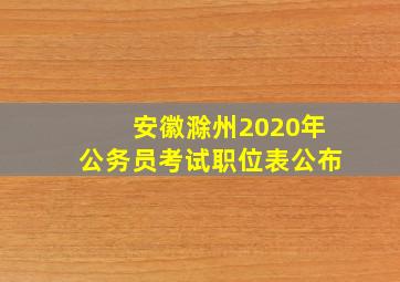 安徽滁州2020年公务员考试职位表公布