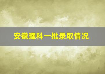 安徽理科一批录取情况