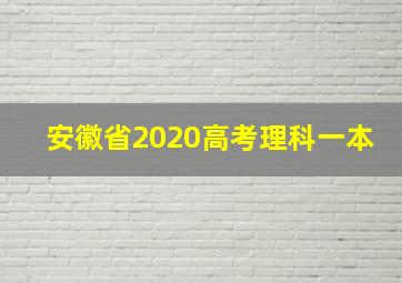 安徽省2020高考理科一本