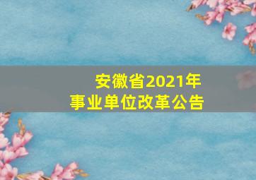 安徽省2021年事业单位改革公告