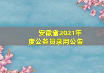 安徽省2021年度公务员录用公告