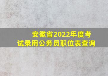 安徽省2022年度考试录用公务员职位表查询