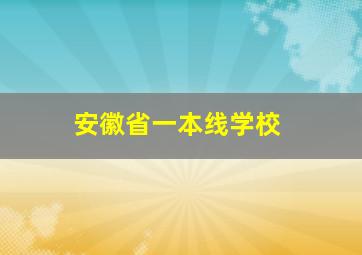 安徽省一本线学校