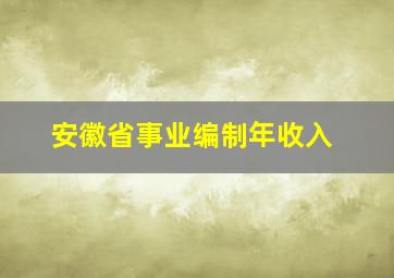 安徽省事业编制年收入