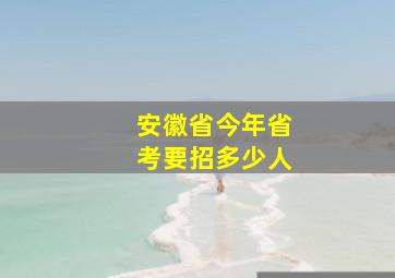 安徽省今年省考要招多少人