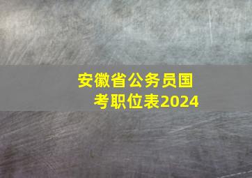 安徽省公务员国考职位表2024