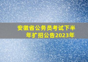 安徽省公务员考试下半年扩招公告2023年