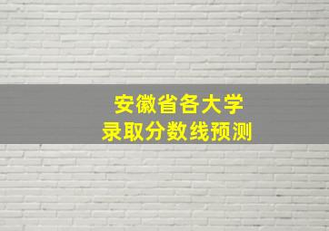 安徽省各大学录取分数线预测