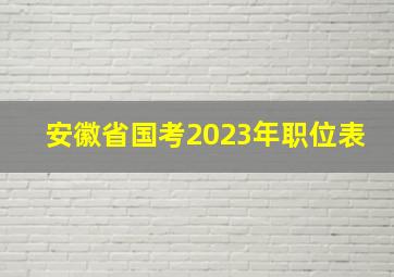 安徽省国考2023年职位表