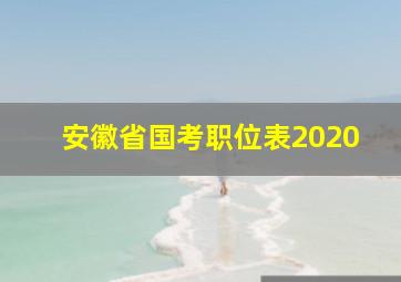 安徽省国考职位表2020