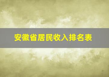 安徽省居民收入排名表