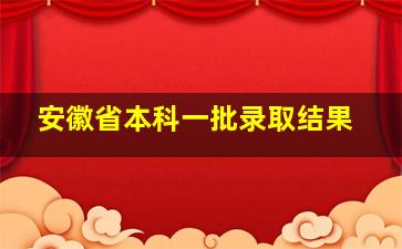 安徽省本科一批录取结果