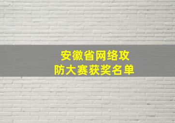 安徽省网络攻防大赛获奖名单