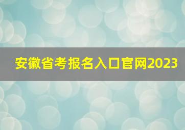 安徽省考报名入口官网2023