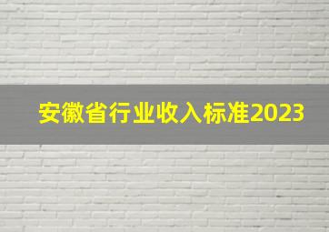 安徽省行业收入标准2023