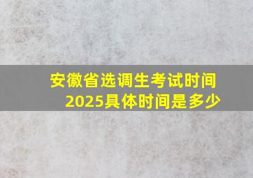 安徽省选调生考试时间2025具体时间是多少