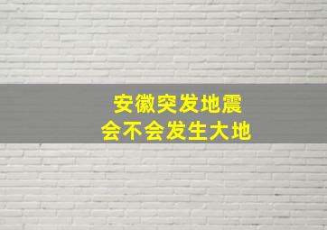 安徽突发地震会不会发生大地