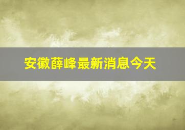 安徽薛峰最新消息今天