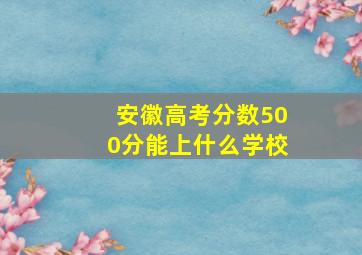 安徽高考分数500分能上什么学校