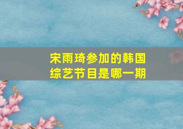 宋雨琦参加的韩国综艺节目是哪一期