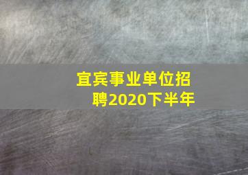 宜宾事业单位招聘2020下半年