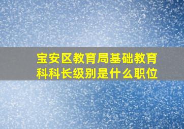 宝安区教育局基础教育科科长级别是什么职位