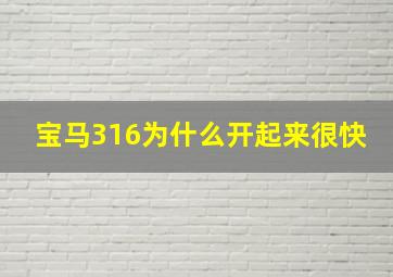 宝马316为什么开起来很快