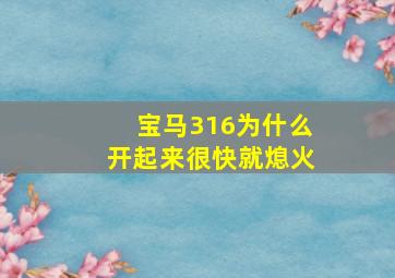 宝马316为什么开起来很快就熄火